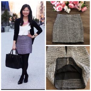 J. Crew wool tweed black, white skirt